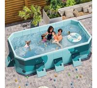 Family Lounge Pool, Framed Collapsible Non Inflatable Swimming Pool PVC Rectangular Multiple Sizes 1.6m 5ft to 3m 10ft(3m/10ft)