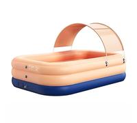 Family Lounge Pool, Inflatable Swimming Pool Portable Collapsible Rectangular with Awning UPF50+ for Outdoor Garden Backyard Multicolor Multiple Sizes(Orange,4.28m/14ft)