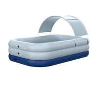 Family Lounge Pool, Inflatable Swimming Pool Portable Collapsible Rectangular with Awning UPF50+ for Outdoor Garden Backyard Multicolor Multiple Sizes(Blue,4.28m/14ft)