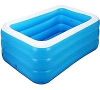 Family Lounge Pool, Inflatable Swimming Pool Rectangular Family Blue Multiple Sizes(130 * 90 * 50cm)