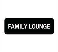 Family Lounge Sign Stickers, 10X3 Inch Acrylic Plaque With Strong Adhesives For Door Office Business Outdoor, White Letters On Black Background