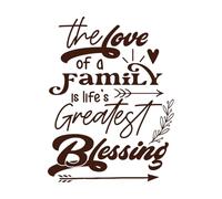 Family Love Quote Typography Print Design The Love of a Family is Life Greatest Blessing Quote Vinyl Art Sticker 60.8x80.2cm Do not Damage The Wall Surface Coffee