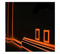 Family Luminous Strip Wall Sticker 2x300cm Removable Mural Decals Vinyl Art Room Decor DIY Fluorescent Floor Car Sticker Glow in The Dark Tape Self Adhesive Wallpaper for Stairs Stage (Orange)