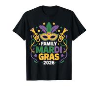Family Mardi Gras 2026 Carnival Cruise Orleans Mask Trumpet T-Shirt