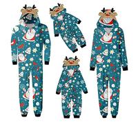 Family Matching Christmas Onesies Xmas Christmas Pajamas Jumpsuit Reindeer Print Holiday Pjs One Piece Hooded Pyjamas Zip up Xmas Nightwear Sleepwear for Womens Mens Boys Girls Babies