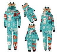 Family Matching Christmas Onesies Xmas Christmas Pajamas Jumpsuit Reindeer Print Holiday Pjs One Piece Hooded Pyjamas Zip up Xmas Nightwear Sleepwear for Womens Mens Boys Girls Babies