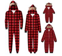 Family Matching Christmas Onesies Xmas Christmas Pajamas Jumpsuit Reindeer Printed Holiday Pjs One Piece Hooded Pyjamas Zip up Xmas Nightwear Sleepwear for Womens Mens Boys Girls Babies