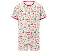 Family Matching Christmas Pajama Set, Gingerbread Print Short Sleeve Tops Elastic Waist Shorts (A-02, XXL)