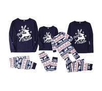 Family Matching Christmas Pajamas, Christmas Family Pajamas Matching Sets 2025 Xmas Tree Fireworks Print Top and Striped Pants Holiday Home Sleepwear Pyjama Loungewear Set Jammies Blue