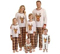 Family Matching Christmas Pajamas White Style Pajamas Set Matching Sets Christmas PJs (Kid, PJS 1, 6 Years)