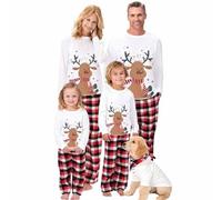 Family Matching Christmas Pajamas White Style Pajamas Set Matching Sets Christmas PJs (Pet, PJS 22, M)