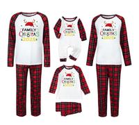 Family Matching Christmas Pyjamas Set Christmas Letter Print Reindeer Santa Pajamas Family, Xmas Plaid Nightwear Sleepwear Couples Matching Pjs Set For Women Men Kids Baby (Red #4, M)