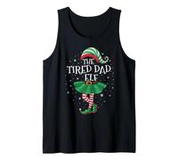 Family Matching Group Men Funny The Tired Dad Elf Christmas Tank Top