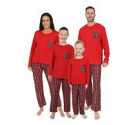 Family Matching Red Tartan Long Cotton Christmas Pyjamas Xmas PJs