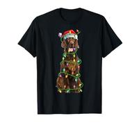 Family Matching Santa Irish Setter Christmas Gifts Unisex-Adults Irish Setter Dog Lover Xmas Santa Hat Black Cotton Crew Neck Short Sleeve T-Shirt