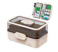 Family Medicine Organiser, Medical Organiser, Healing Box, Folding Container Case for Three Layers of Medicines, Medicine Box with Discort Box, Case for Organising Medicines with S