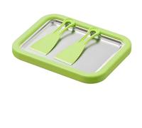 Family member's DIY Rolled Ice Cream Maker Pan with 2 Scrapers, Multifunctional Cold Fried Sweet Treat Plate, Family members Homemade Ice Cream & Frozen Dessert Maker(Green)