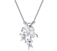 family mom baby turtle pendant necklaces for women men blue white fire opal necklace wedding jewelry Made in China