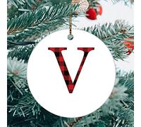 Family Monogram V Sublimation Ornaments Christmas Tree Decorations