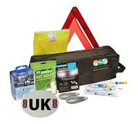 Family Motoring & Leisure 8 Piece European Travel Kit for Driving Abroad Quality Ultimate Safety Abroad European Travel Essentials storage bag & Emergency Roadside Breakdown Kit9