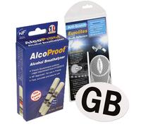 Family Motoring & Leisure Eurolites Headlamp Beam Adaptors Headlight Converters + 2 French Alcoproof Breathalysers + UK National Sticker