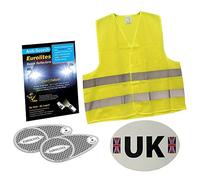 Family Motoring & Leisure Eurolites Headlight Deflector Adaptors + UK Sticker + Hi Visibility Vest
