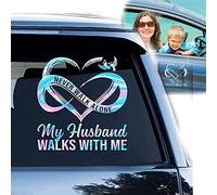 Family Never Walk Alone Memorial Decal, Never Walk Alone My Mom Walks with Me, Remembrance Stickers for Car, Window Bumper Waterproof Decorative Sticker (Husband)