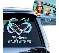 Family Never Walk Alone Memorial Decal, Never Walk Alone My Mom Walks with Me, Remembrance Stickers for Car, Window Bumper Waterproof Decorative Sticker (Nana)