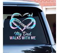 Family Never Walk Alone Memorial Decal, Never Walk Alone My Mom Walks with Me, Remembrance Stickers for Car, Window Bumper Waterproof Decorative Sticker (Dad)