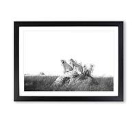 Family of Cheetahs in Abstract Framed Print | A2 Black Framed Wall Art | Ready to Hang | Abstract Animal Picture | Living Room Bedroom Lounge Office