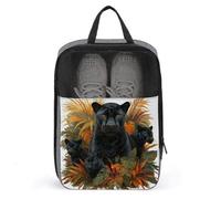 Family of Panthers Tropical Jungle Leaves Shoe Bag for Travel Daily Use Anti-dust Storage Carrier Golf Shoe Pouch