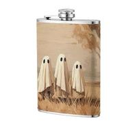 Family of Three Ghosts Pocket Hip Flask 8 Oz, Stainless Steel Flagons for Dad Groomsman Wedding Travel Camping