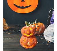 Family Ornaments Halloween Pumpkin Ceramic Decorative Scene Ornament for Festive Displays Decorative Ornaments (B, 12cm)