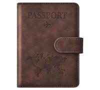 Family Passport Holder for Travel Women and Men RFID Blocking Passport Holder with Zipper Multi-functional Passport Wallet Passport Case Passport cover Travel Essentials, Coffee, 5.9" x 3.9" x 0.6