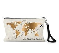 Family Passport Holder, Travel Gifts for Women and Men, Adventure Awaits Friends or Couples, Holiday Organiser for Essentials, Holds up to 6 Passports, Money or Cards, 15 x 24cm with Wristlet
