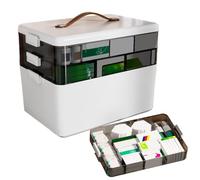 Family Pill Organizer Pill Container | 3-Layer Portable Pill Box | Family Storage Briefcase Lightweight Travel Gear for Camping, Bathroom