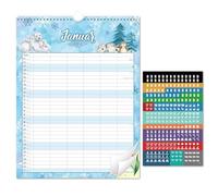 Family Planner 2026 - Family Calendar 2026 6 Columns Calendar 2026 Family Planner January - December 2026, Watercolour Animal Motif, 33 cm x 44 cm, Suitable for Home, Office and School