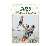 Family Planner 2026 With Personalised Cover page- UK- Ireland, Family Organiser, Month To View, A4 Spiral Bound Wall Hanging Calendar.