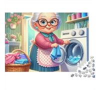 Family Puzzle Games Grandma Doing Laundry Jigsaw Puzzle 1000 Piece Recycled Cardboard for Adults Kids 1000 Pieces Jigsaw Puzzles 70x50cm/1000pcs