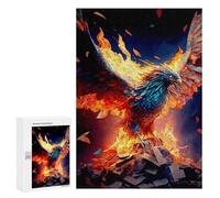 Family Puzzle Night - Phoenix Rising Artistic Firebird Illustration, Decorative Jigsaw for Grown-Ups, 300 PCS, with A Decorative Finished Picture