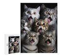 Family Puzzle Night - Surprised Cats Compilation, Displayable Picture Puzzle, 500 PCS - for A Rewarding Weekend Challenge