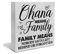 Family Quote Decorative Wooden Box Sign Ohana Means Family Wood Block Plaque Decor Farmhouse Home Shelf or Wall Display 7x7 inches