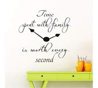 Family Quote Vinyl Wall Decal Home Decor Living Room Time Spent with Family is Worth Every Second Lettering Clock Stickers 57X57 Cm
