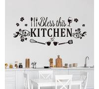 Family Quotes Wall Stickers for Kitchen: Inspirational Home Vinyl Art Wall Decals for Dining Room Living Room Pantry - Bless This Kitchen 23" X 9"
