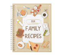 Family Recipe Book To Write In, Spiral Bound DIY Make Your Own Cookbook with 90 Pages (Blank,16.5 x 21 cm)