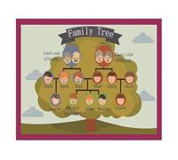Family Relationships Mind Map Poster Educational Wall Chart For Toddlers English Learning Tool School Decor(Framed,08x12inch(20x30cm))