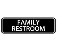 Family Restroom Acrylic Sign For Office Door Wall Home And Business, Easy To Mount Informative Plastic Sign With Symbols 10" X 3"