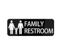 Family Restroom Sign Stickers, 10X3 Inch Acrylic Plaque With Strong Adhesives For Door Office Business Outdoor, White Letters On Black Background