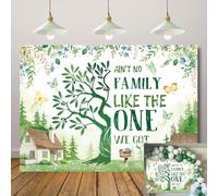 Family Reunion Backdrop Green Eucalyptus Leaves Family Tree Photography Background Welcome Home Gathering Party Decoration Banner (7x5FT（210x150cm）)