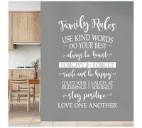 Family Rules - Use Kind Words, Always be Honest... - Home Decal Wall Sticker [Large] [White]